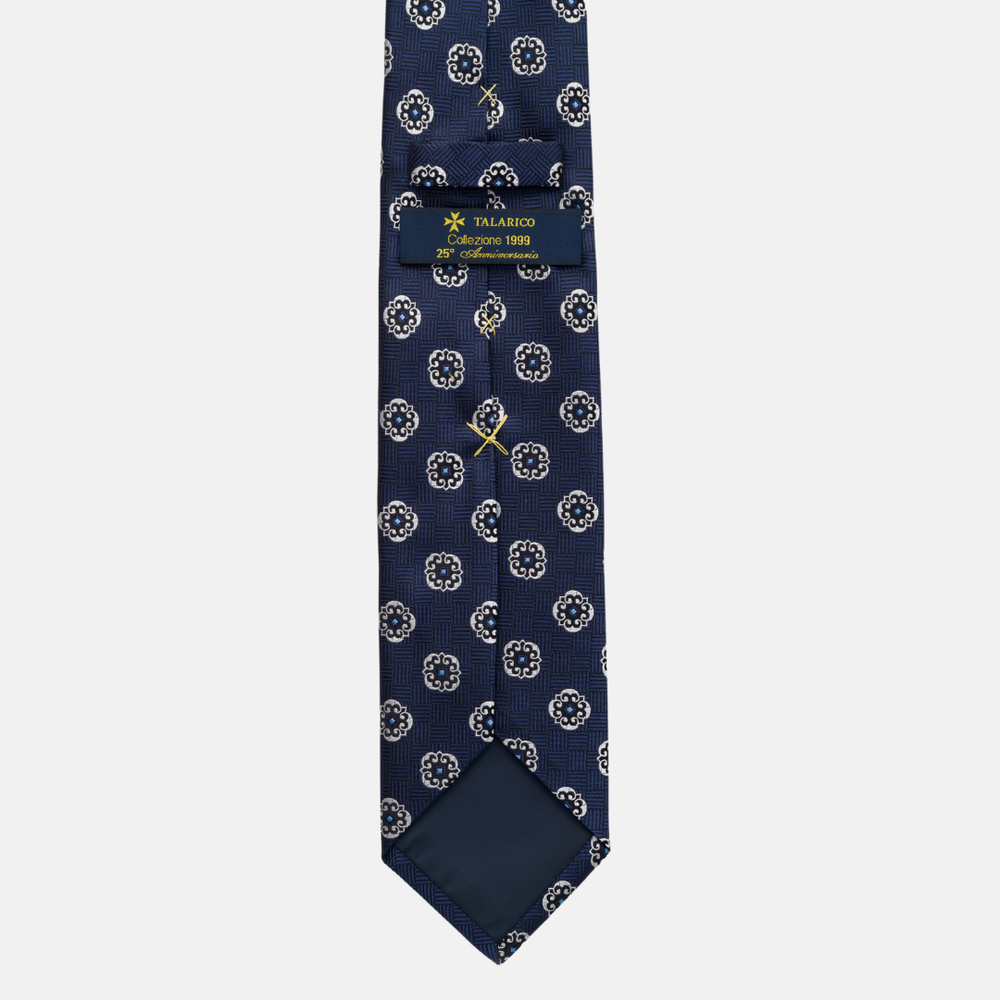 Cravatta Collezione 1999 in Seta Pesante Blu Celeste Fantasia Geometrica JD04
