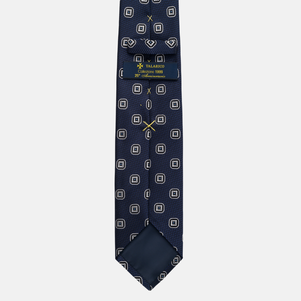 Cravatta Collezione 1999 in Seta Pesante Blu Celeste Fantasia Geometrica
