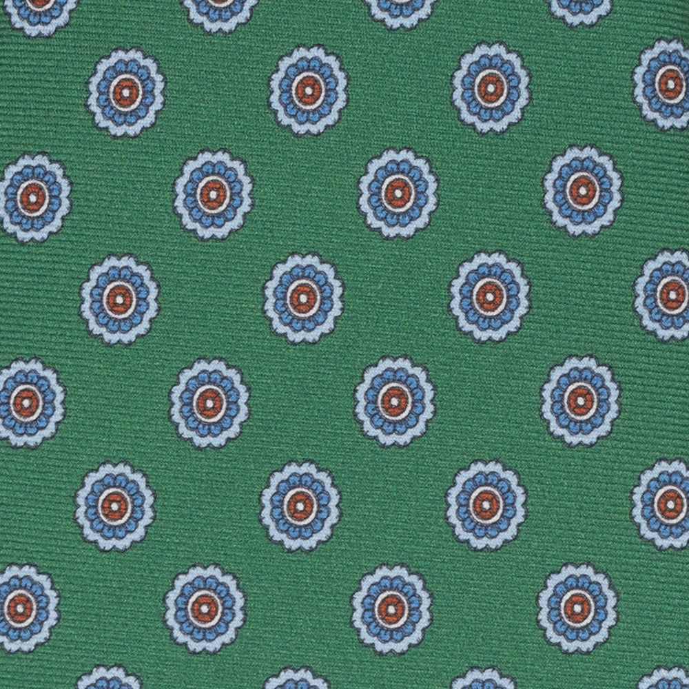 Cravatta Collezione 1999 in Seta Twill Fantasia Floreale, Verde Celeste JD024