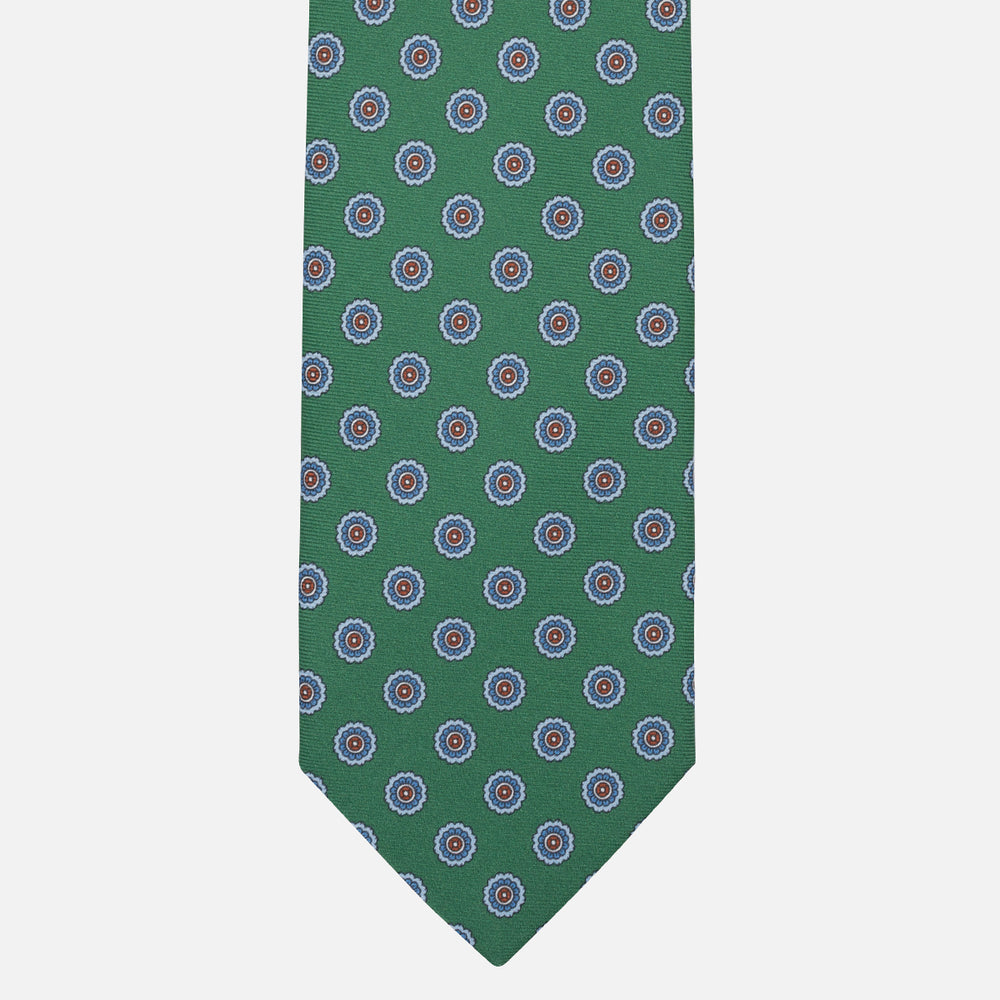 Cravatta Collezione 1999 in Seta Twill Fantasia Floreale, Verde Celeste JD024