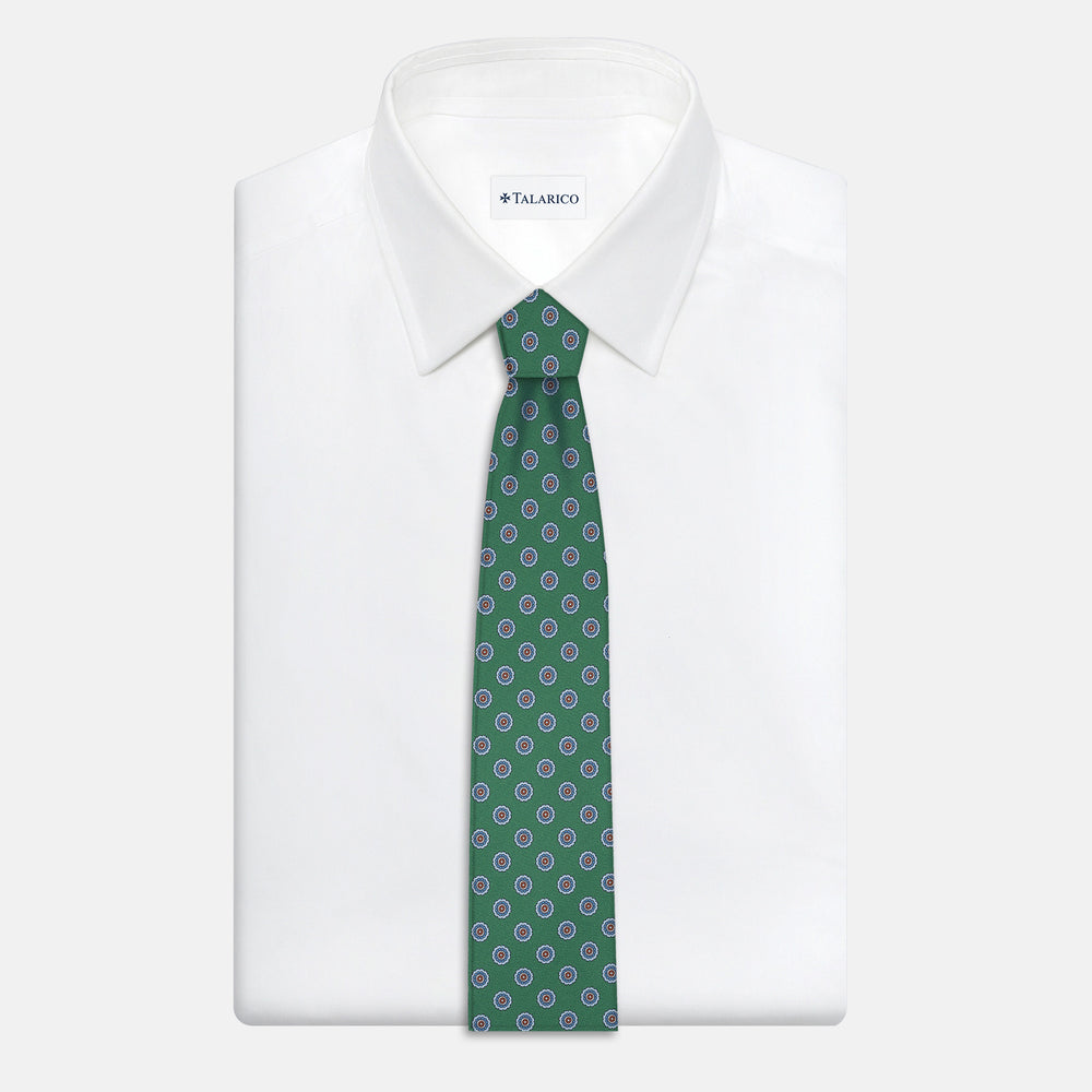 Cravatta Collezione 1999 in Seta Twill Fantasia Floreale, Verde Celeste JD024
