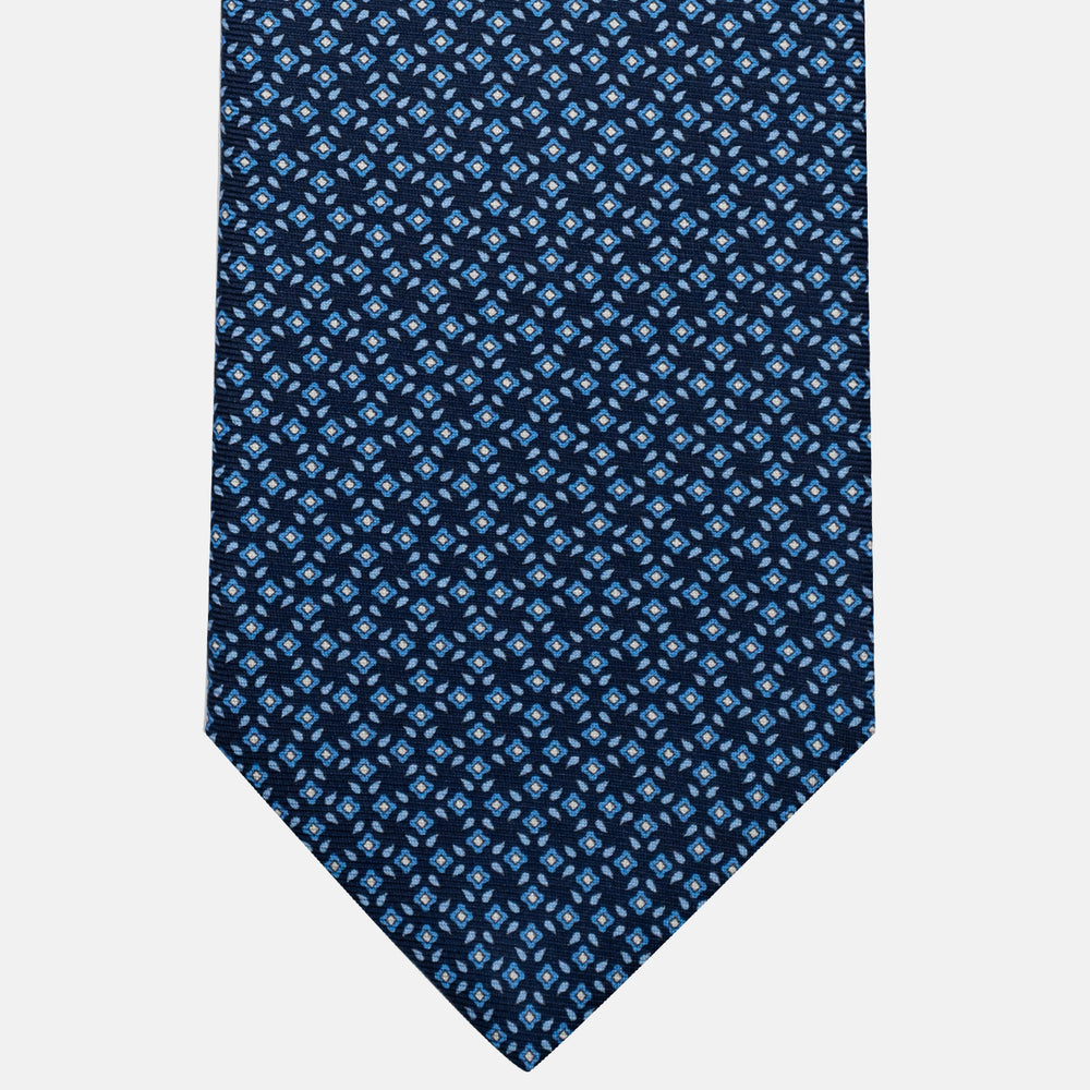 Cravatta 3 pieghe in Seta, Fantasia Floreale, Blu Azzurro - JA056130-11