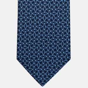 Cravatta 3 pieghe in Seta, Fantasia Floreale, Blu Azzurro - JA056130-11