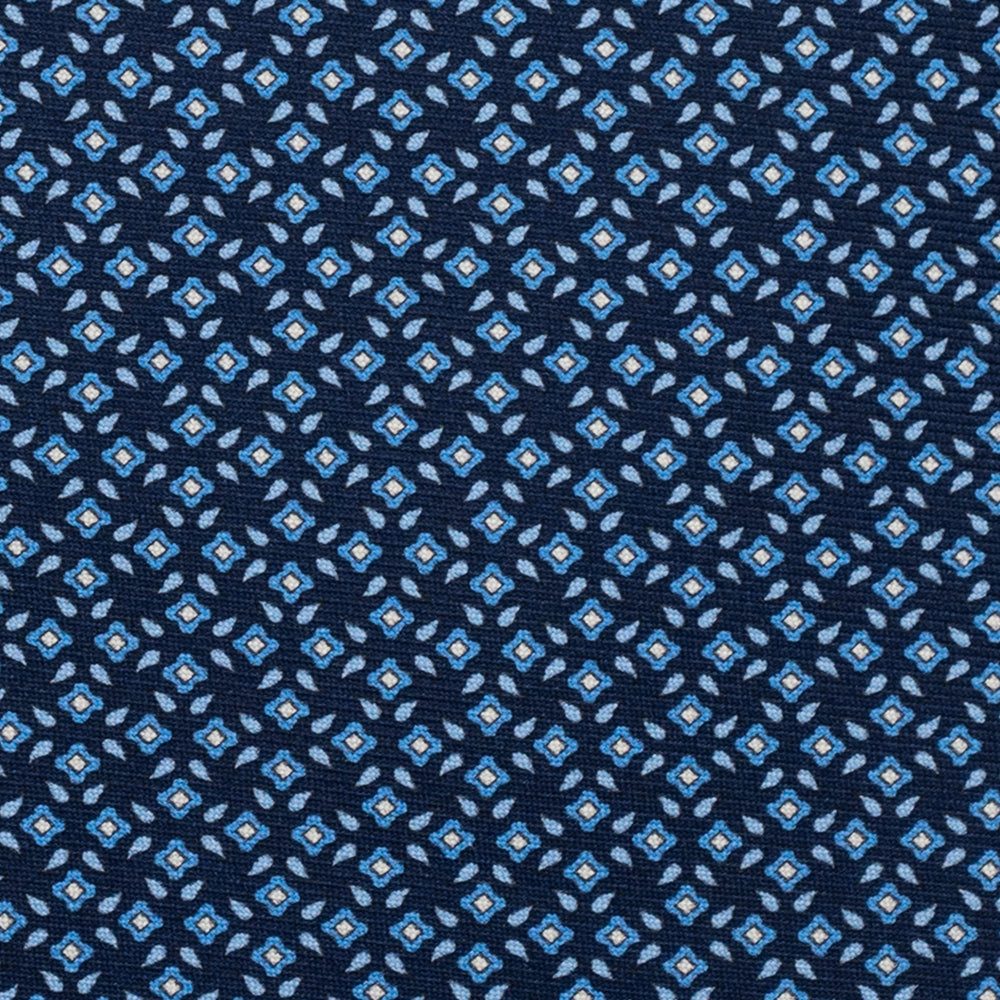 Cravatta 3 pieghe in Seta, Fantasia Floreale, Blu Azzurro - JA056130-11