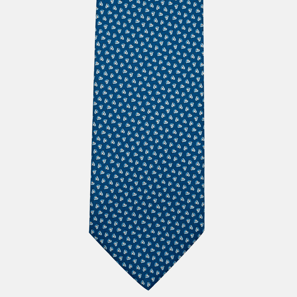 3-fold Silk Tie, Micro Pattern, Teal - JA056125-11