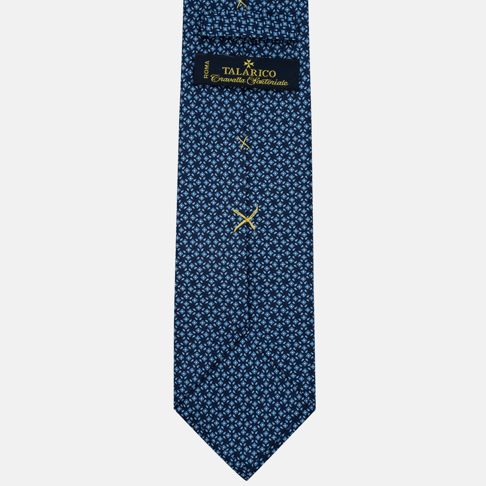 Cravatta 3 pieghe in Seta, Fantasia Floreale, Blu Azzurro - JA056130-11