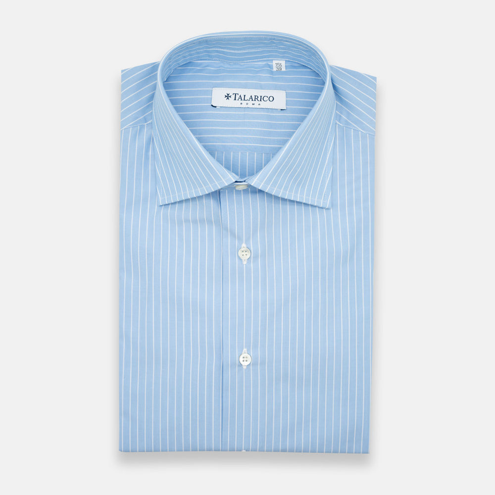 Camicia Talarico  in Cotone Celeste e Bianco -(TE1019011)