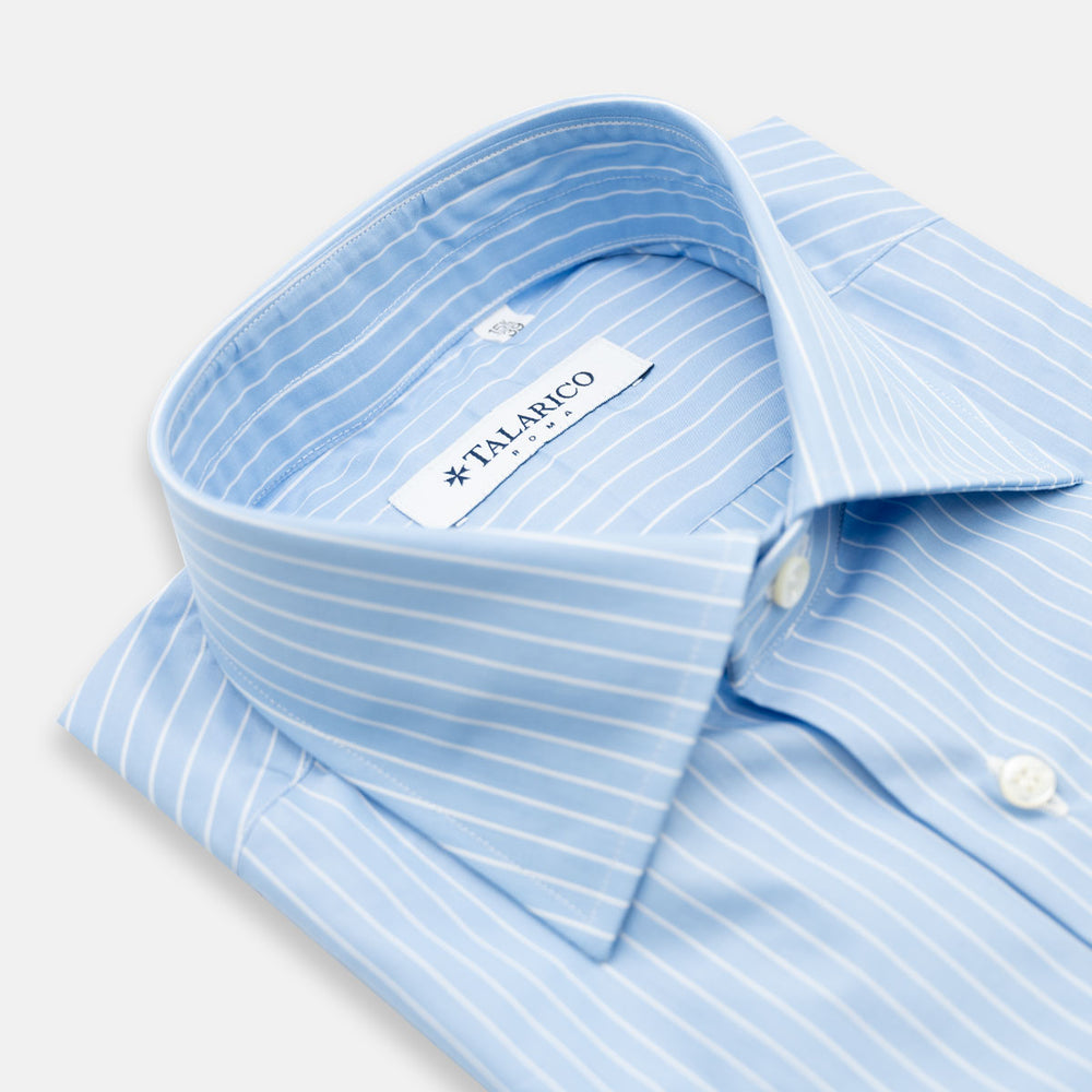 Camicia Talarico  in Cotone Celeste e Bianco -(TE1019011)
