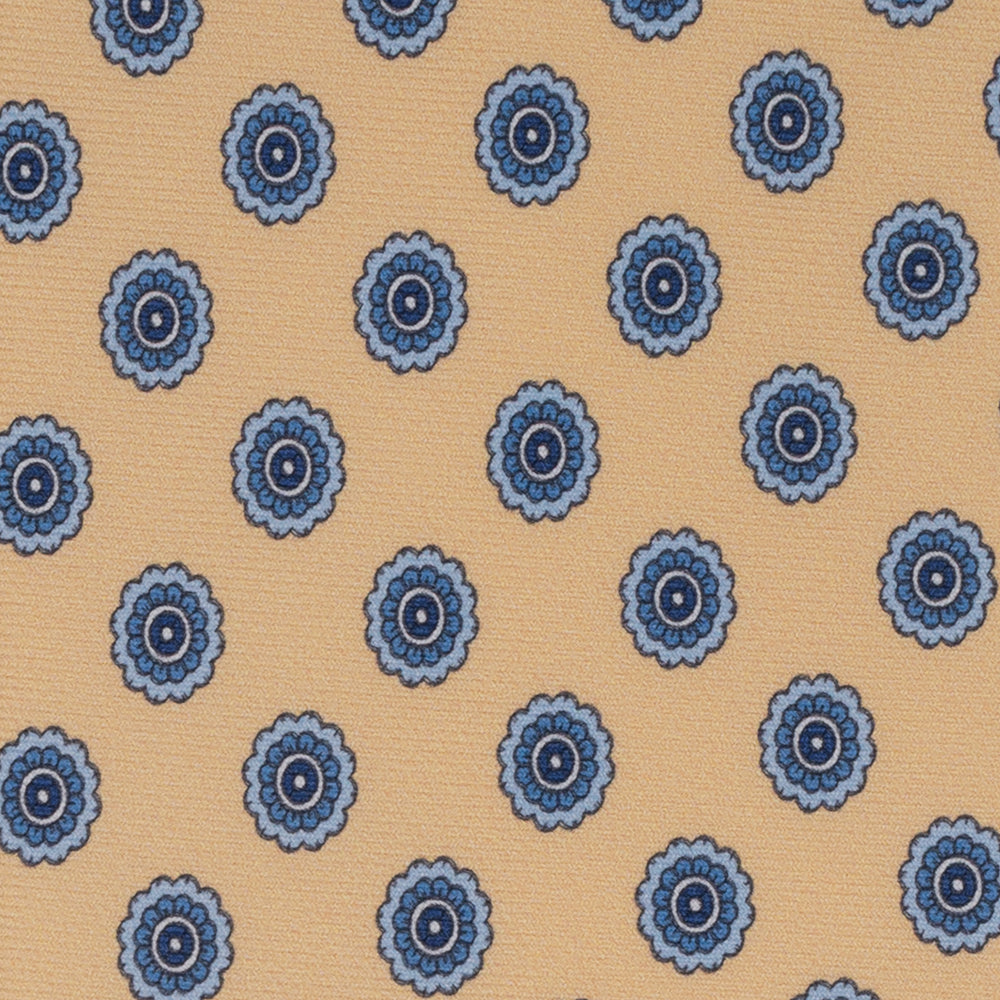 Cravatta Collezione 1999 in Seta Twill Fantasia Floreale, Giallo Celeste JD024
