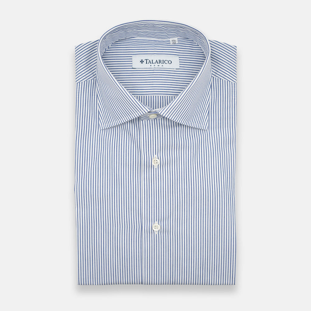 Camicia  Talarico in Cotone Bianco-Blu a Righe (TE1019012)