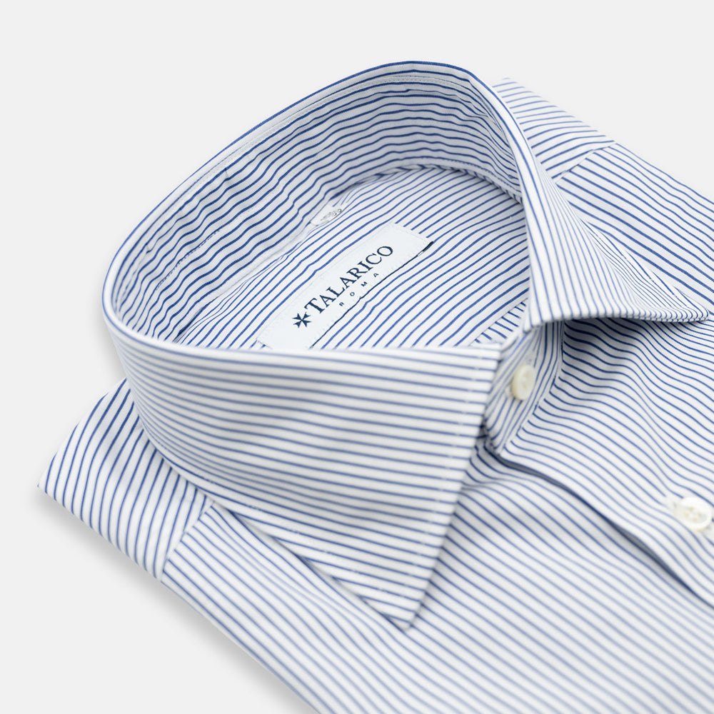 Camicia  Talarico in Cotone Bianco-Blu a Righe (TE1019012)