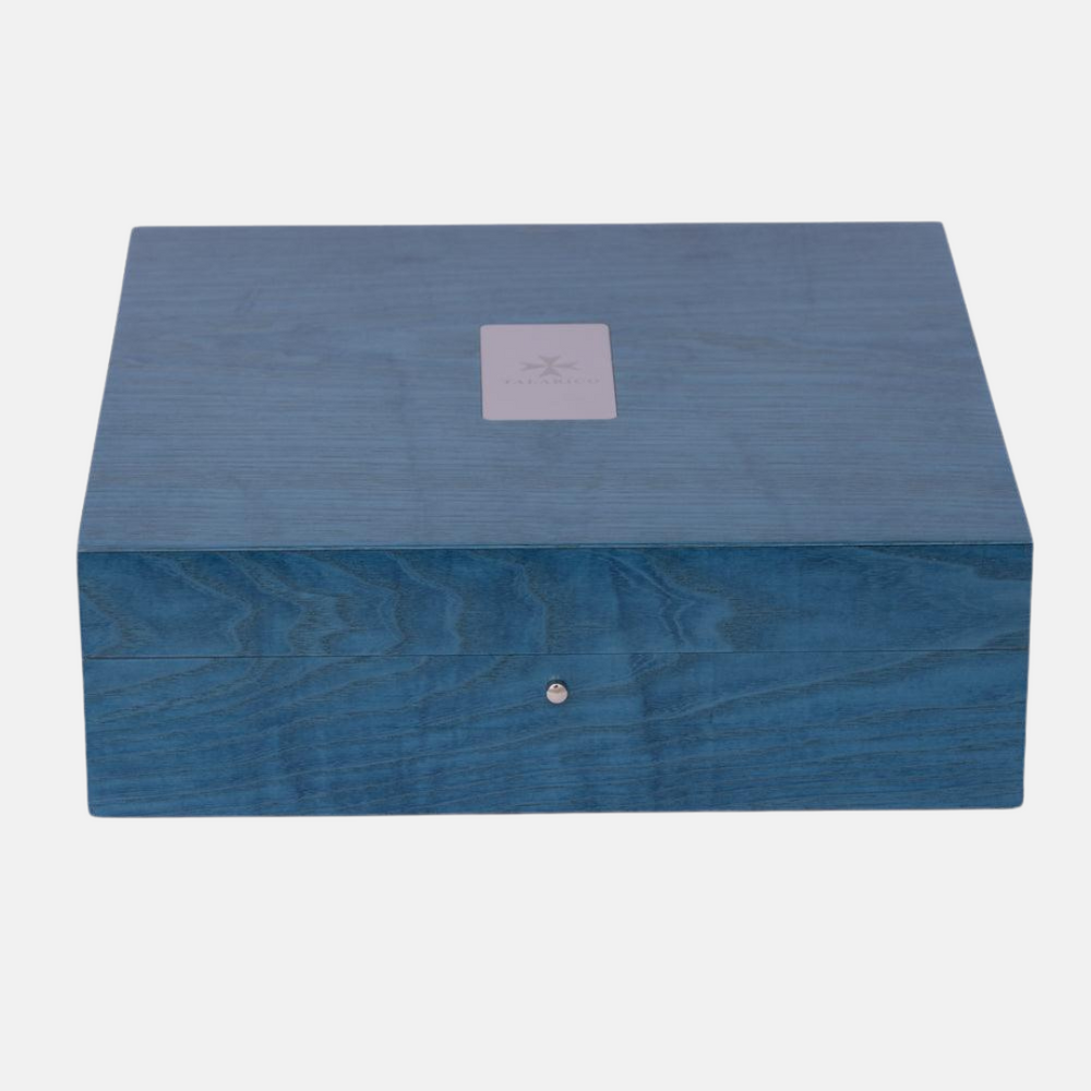 SCATOLA FOULARD PORTA GIOIE in Legno di Bolivar | Blu
