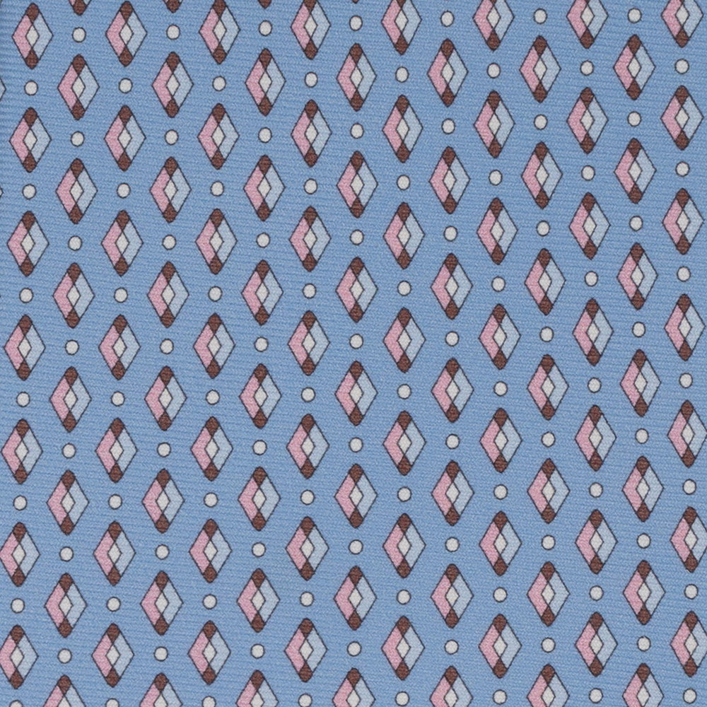 Cravatta Collezione 1999 in Seta Twill Fantasia, Azzurro Rosa JD020
