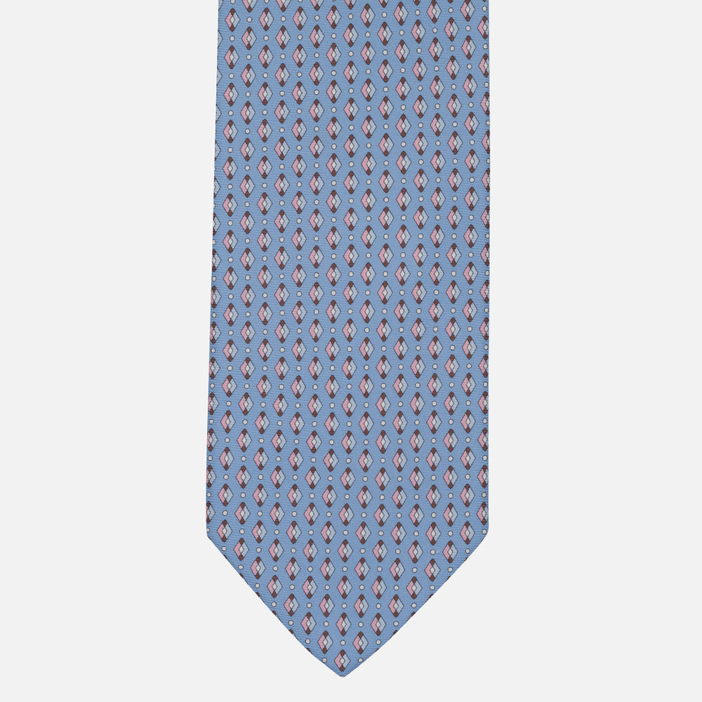 Cravatta Collezione 1999 in Seta Twill Fantasia, Azzurro Rosa JD020