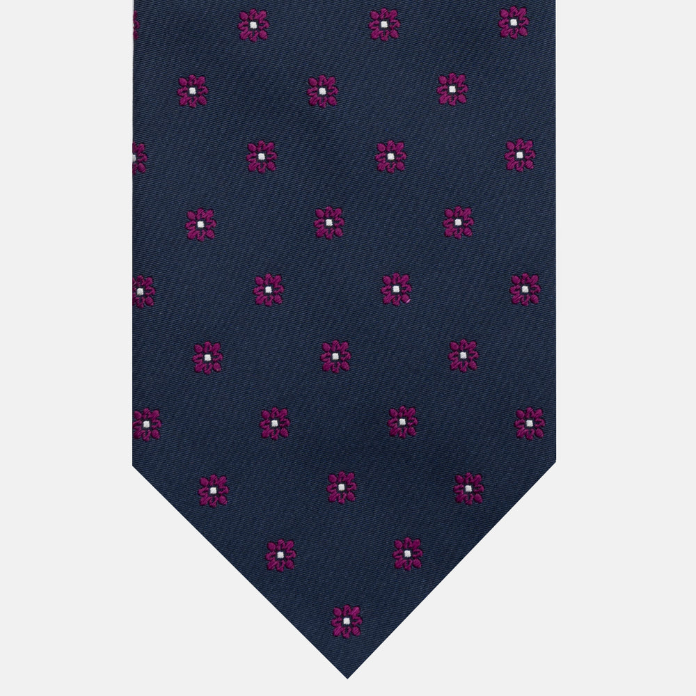 Cravatta 3 pieghe Jacquard, Fantasia Floreale, Magenta JA25062026-1