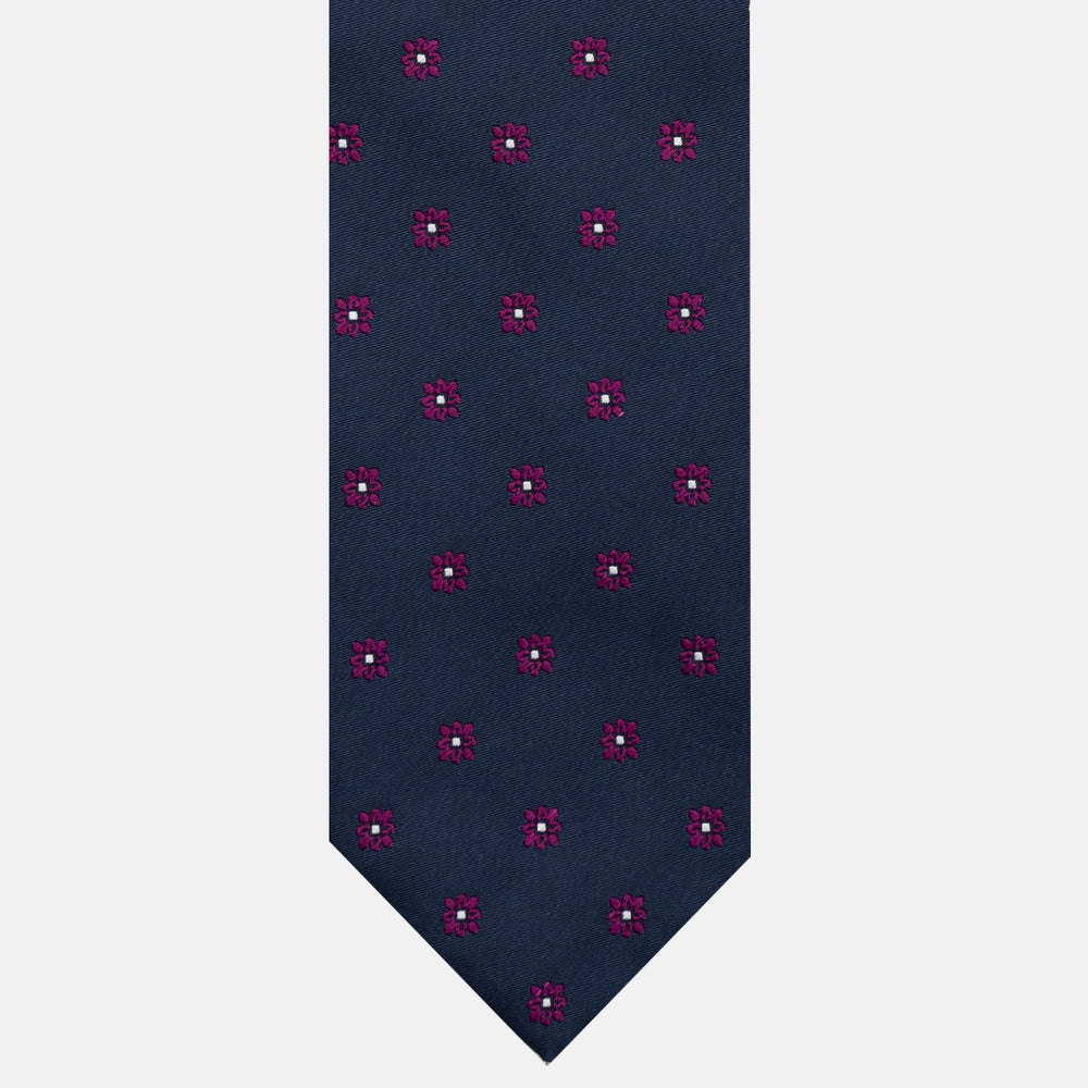 Cravatta 3 pieghe Jacquard, Fantasia Floreale, Magenta JA25062026-1