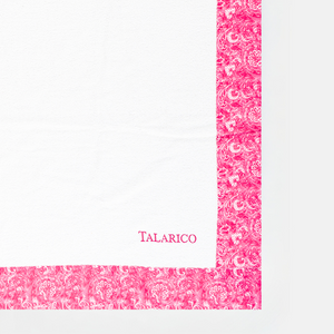 Telo Mare in Morbida Spugna | Bordo Fantasia Miami | Rosa