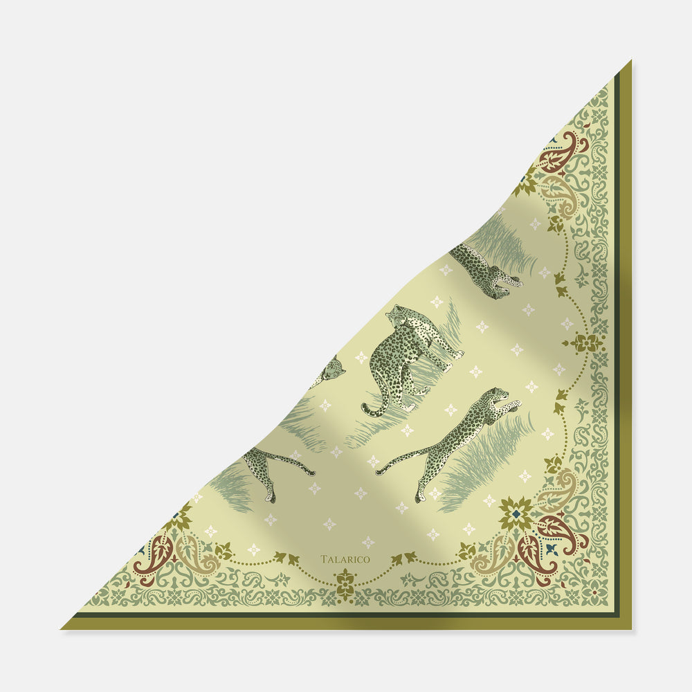 Feline Nest Silk Twill Triangle Scarf