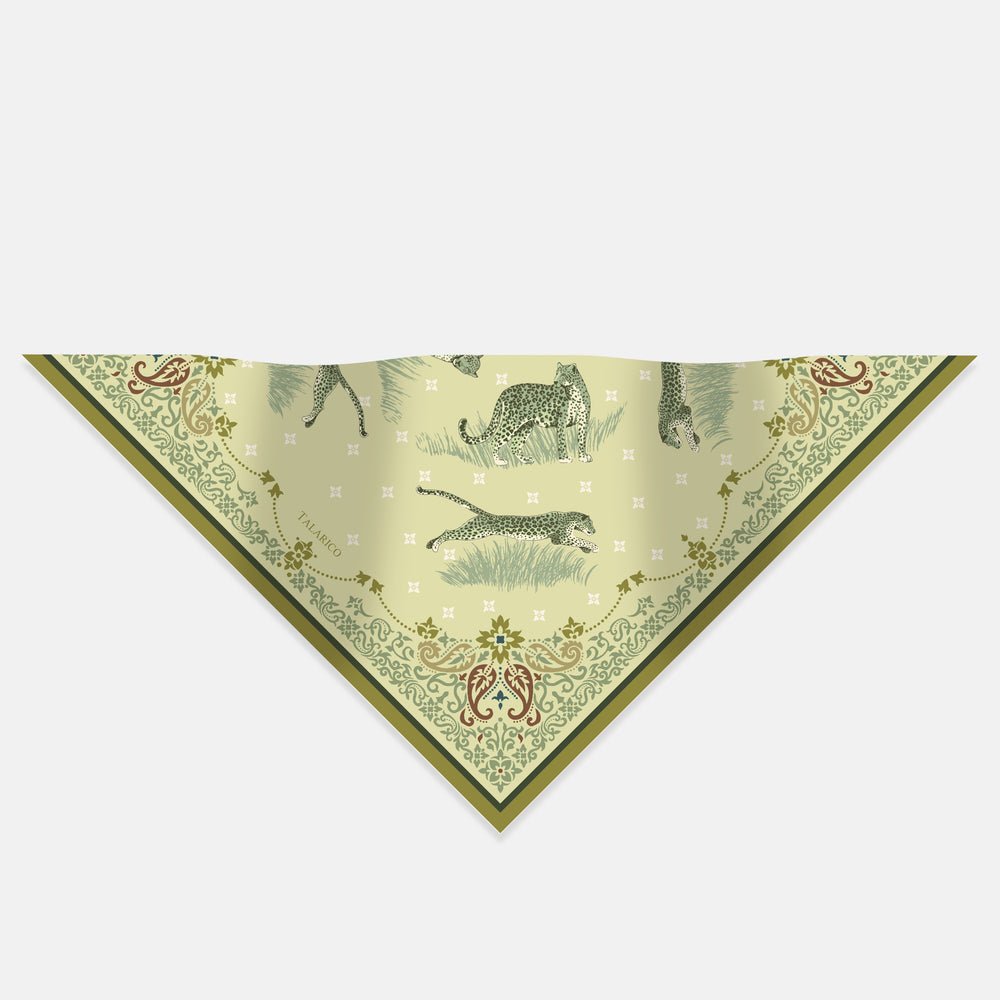 Feline Nest Silk Twill Triangle Scarf