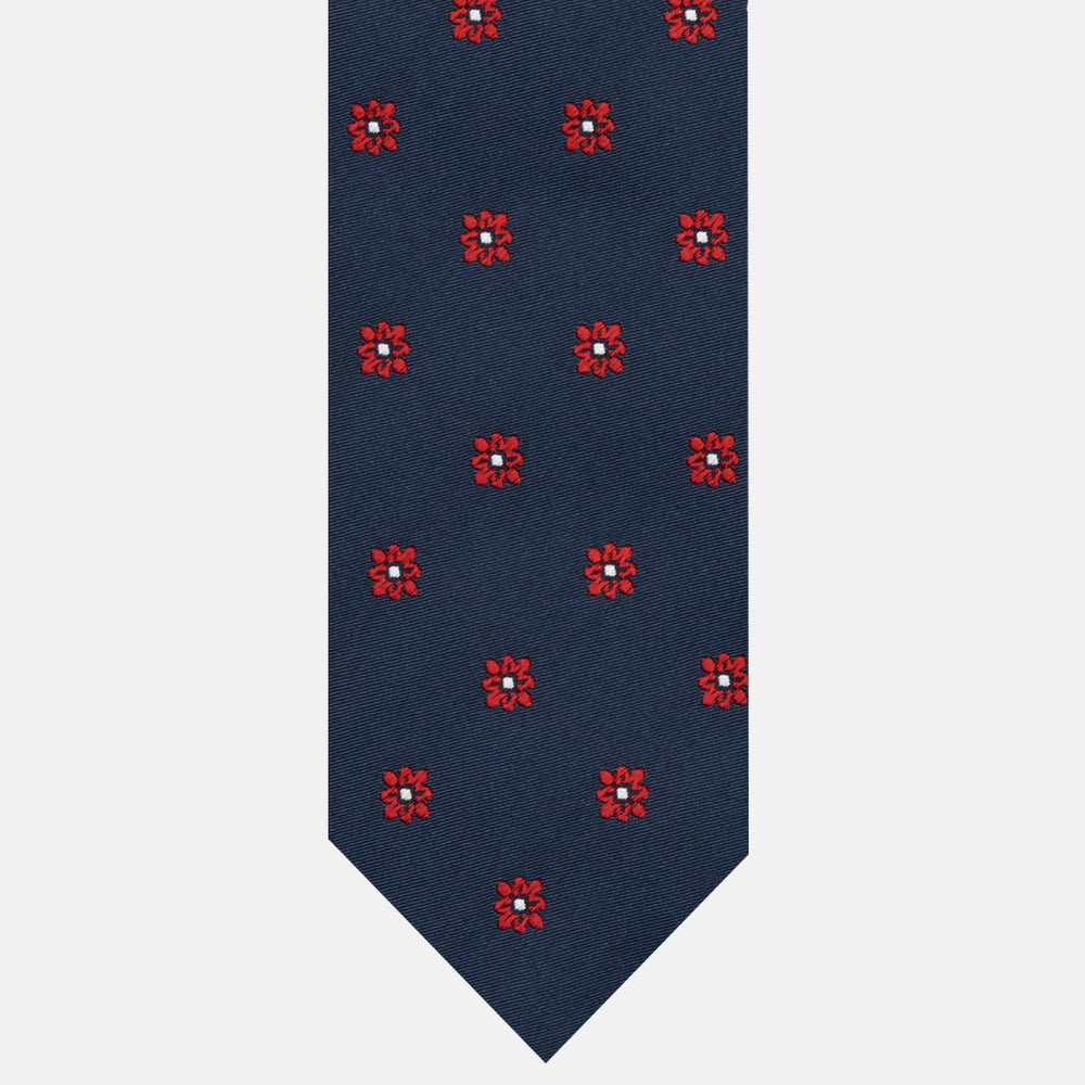 Cravatta 3 pieghe Jacquard, Fantasia Floreale, Rosso JA25062026-2