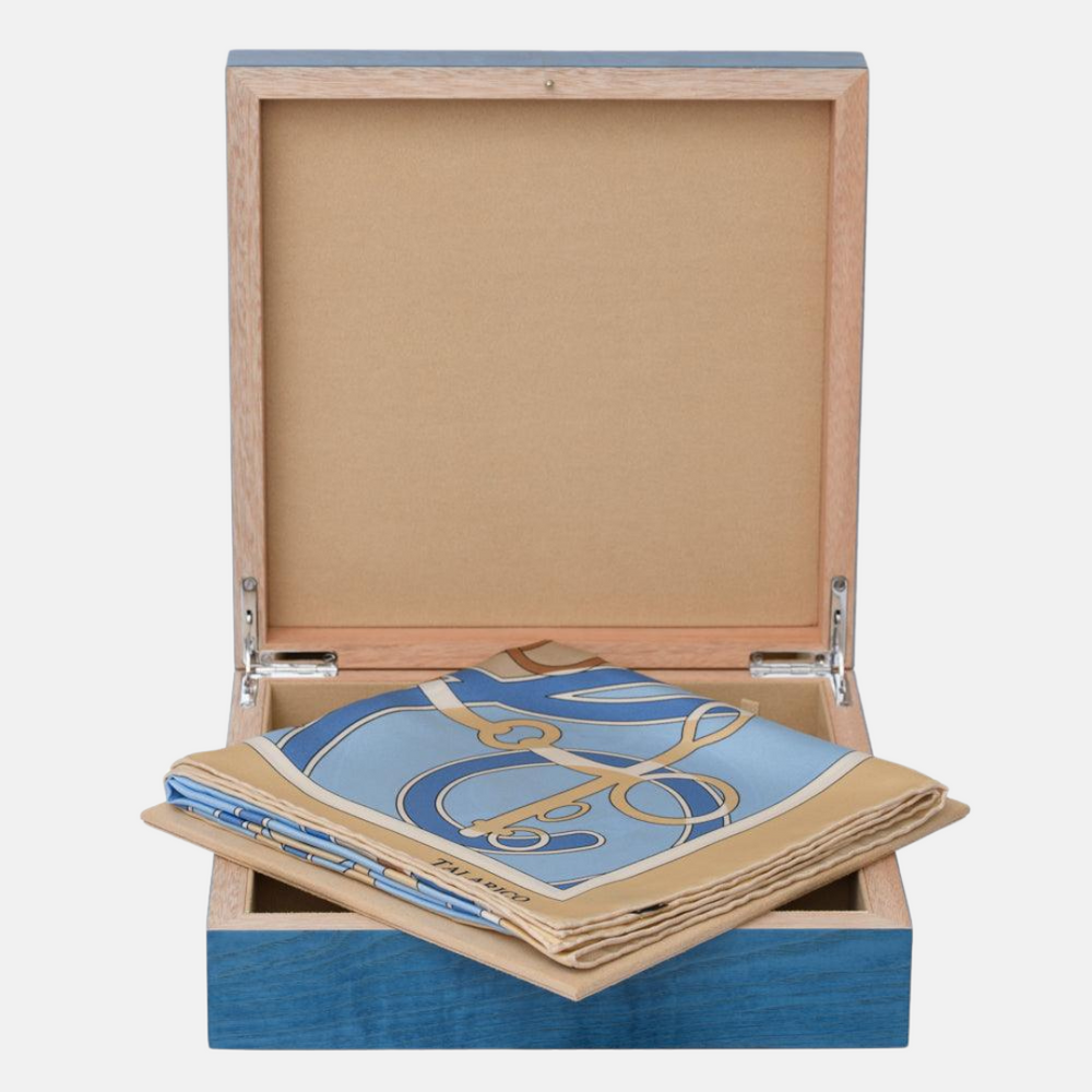 SCATOLA FOULARD PORTA GIOIE in Legno di Bolivar | Blu