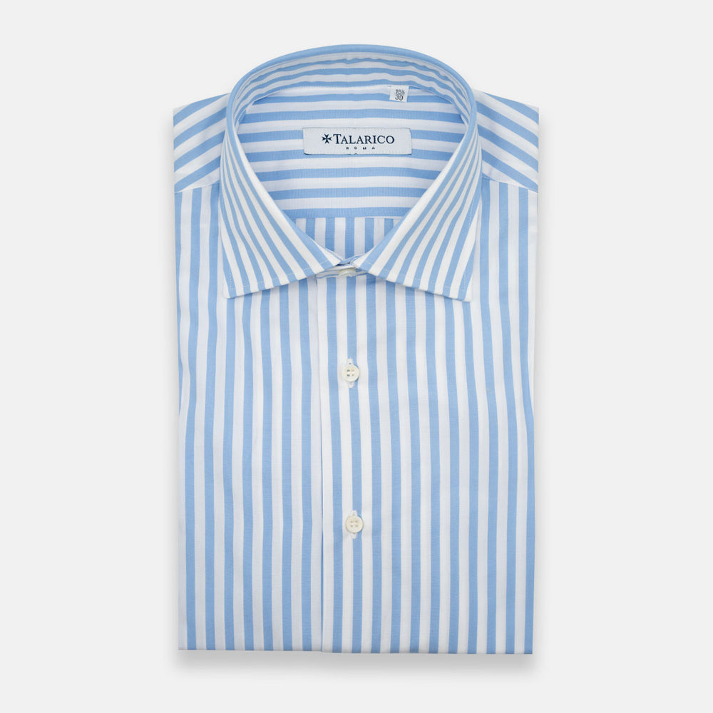 Camicia  Talarico in Cotone Celeste a Righe (TE1019015)