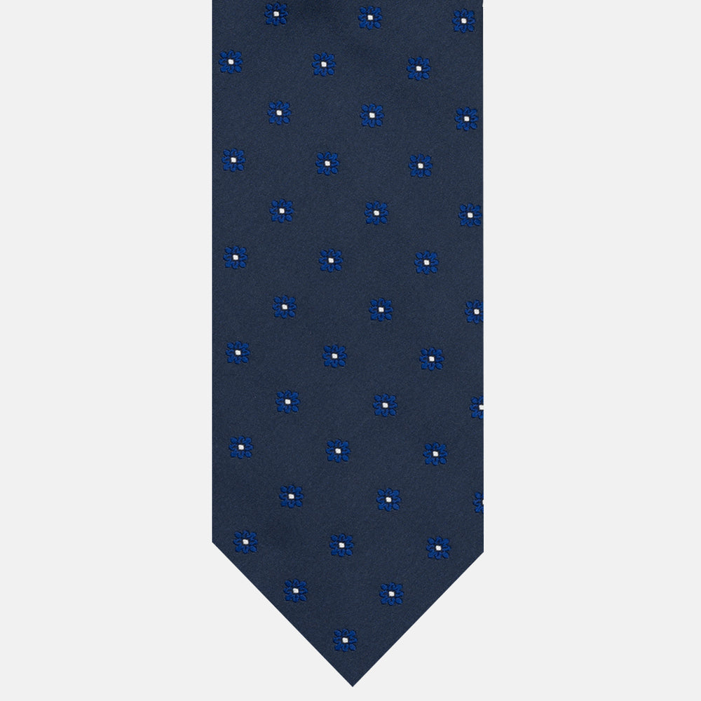 Cravatta 3 pieghe Jacquard, Fantasia Floreale, Blu JA25062026-4