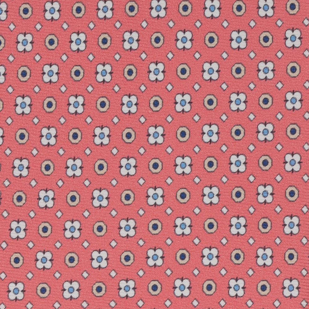 Cravatta Collezione 1999 in Seta Twill Fantasia Floreale, Fragola Bianco JD023