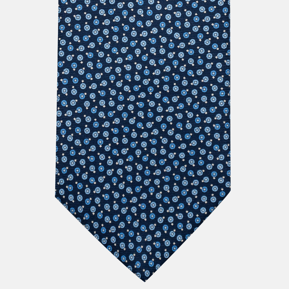 3-Fold Silk Tie, Geometric Pattern, Light Blue - JA055946-1