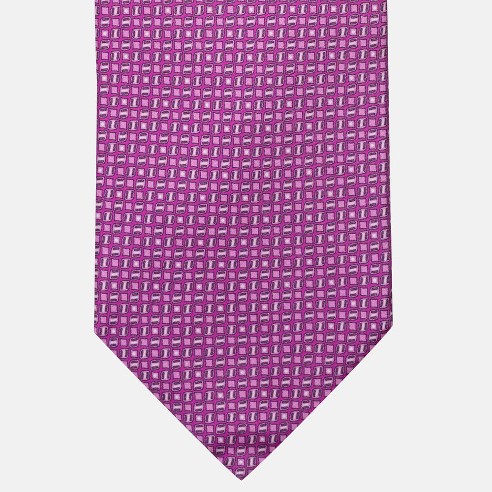 Cravatta 3 Pieghe in Raso Satin Micro Fantasia, Magenta - JA241003-1