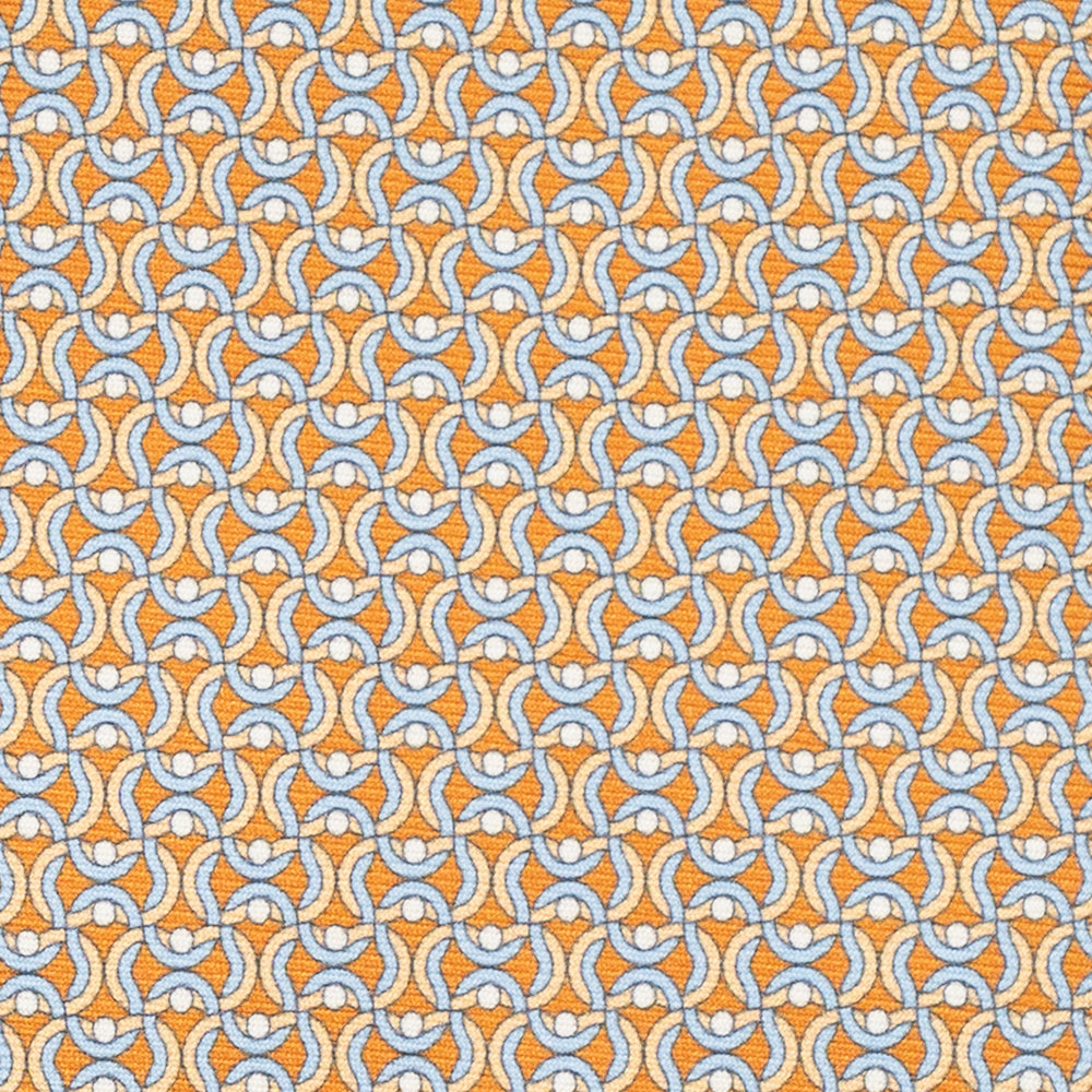 3-Fold Silk Tie, Geometric Pattern, Ochre - JA056334-1