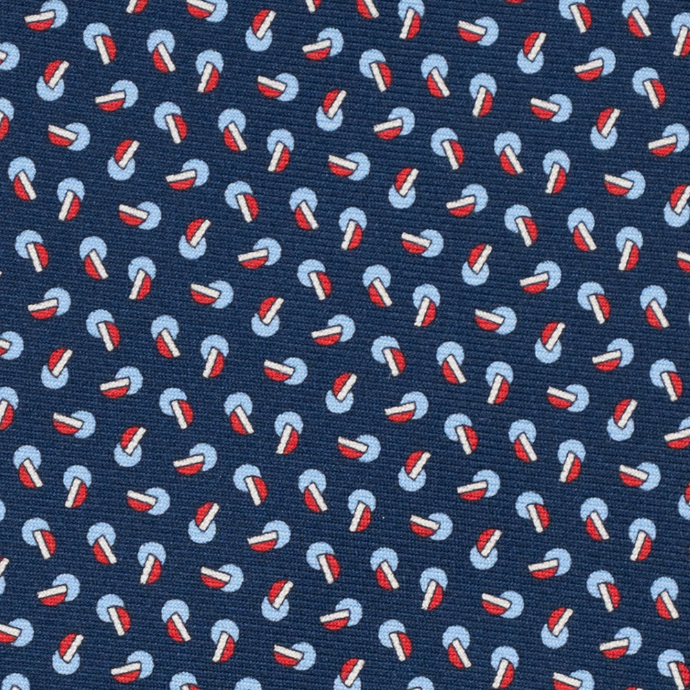 Cravatta 3 pieghe in Seta, Micro Fantasia, Blu Rosso - JA056129-1