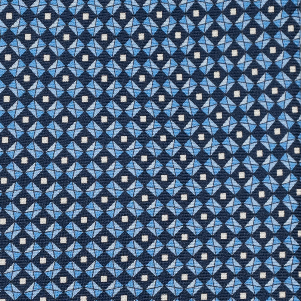 Cravatta 3 pieghe in Seta, Fantasia Geometrica, Blu Celeste - JA055920-1