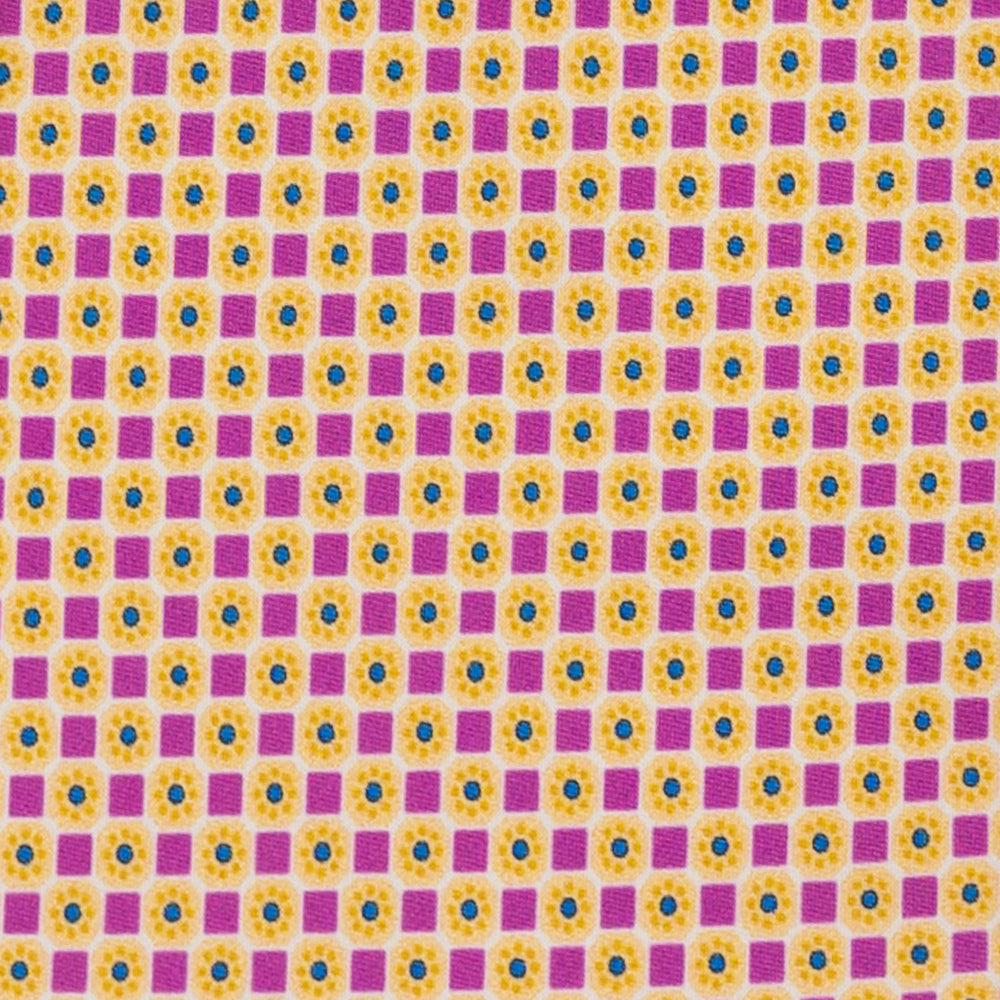 Cravatta 3 Pieghe in Raso Satin Fantasia Geometrica, Giallo - JA241005-1