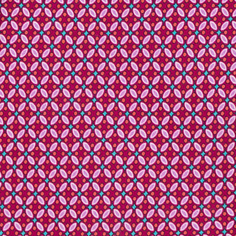 Cravatta 3 Pieghe in Raso Satin Fantasia Floreale, Magenta - JA241001-1