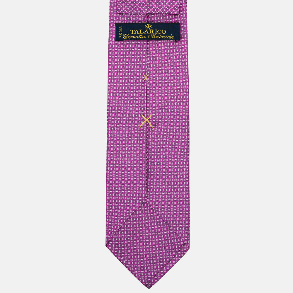 Cravatta 3 Pieghe in Raso Satin Micro Fantasia, Magenta - JA241003-1