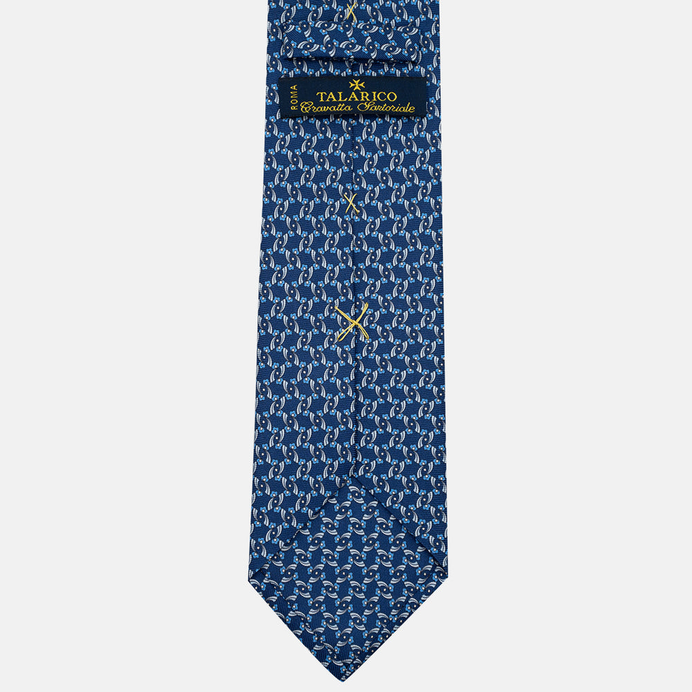 Cravatta 3 pieghe in Seta, Fantasia Floreale, Azzurro - JA056337-1