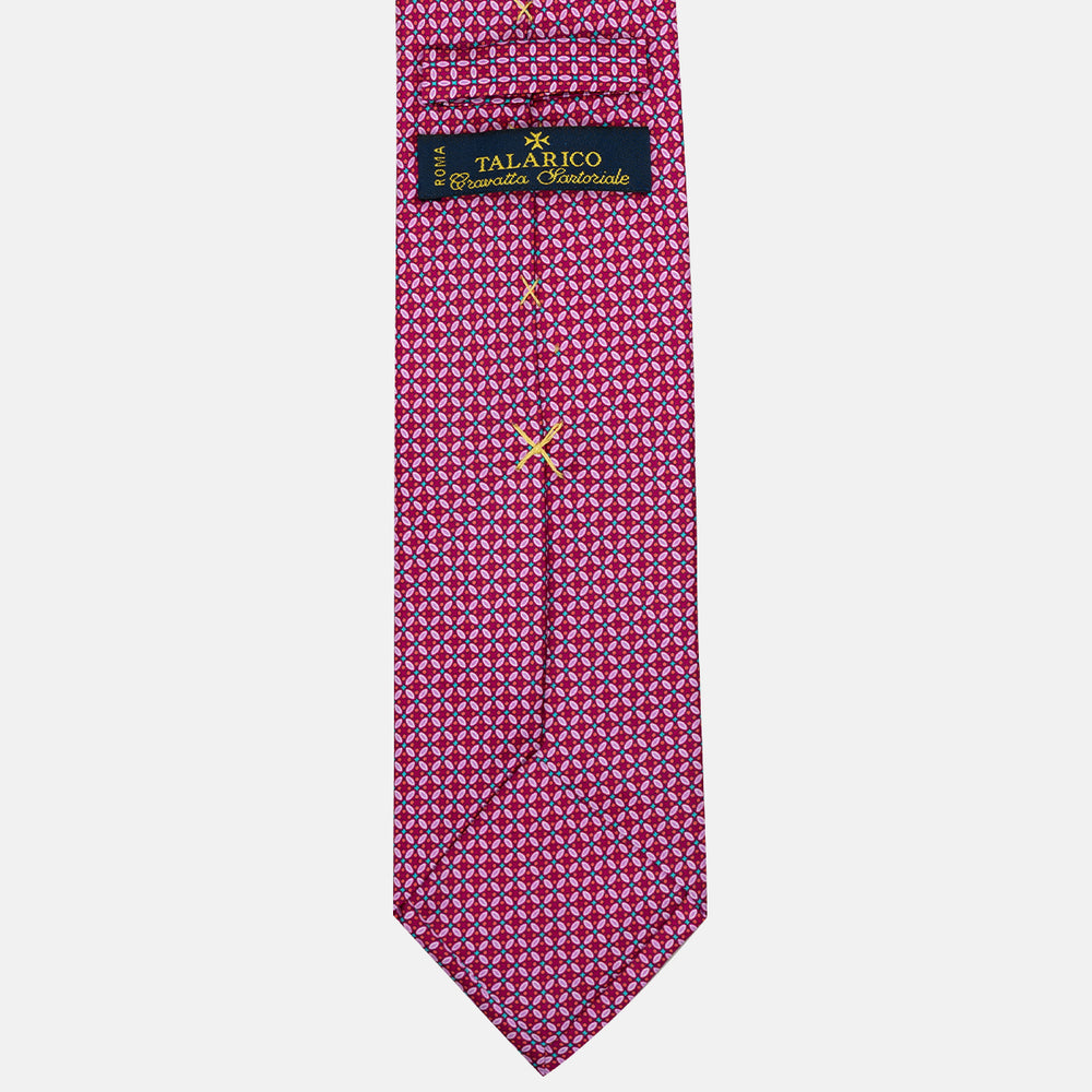 Cravatta 3 Pieghe in Raso Satin Fantasia Floreale, Magenta - JA241001-1