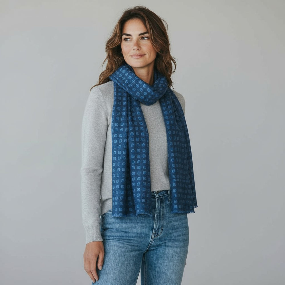 Sciarpa Unisex in 100% Lana | Modello Livigno Blu - 2025359