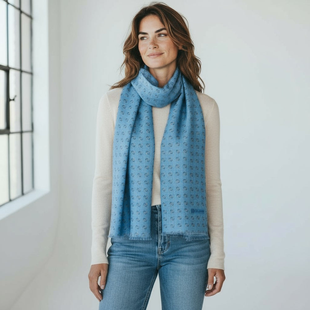 Sciarpa Unisex in 100% Lana | Modello Livigno Celeste - 2025359