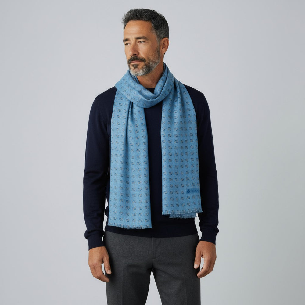Sciarpa Unisex in 100% Lana | Modello Livigno Celeste - 2025359