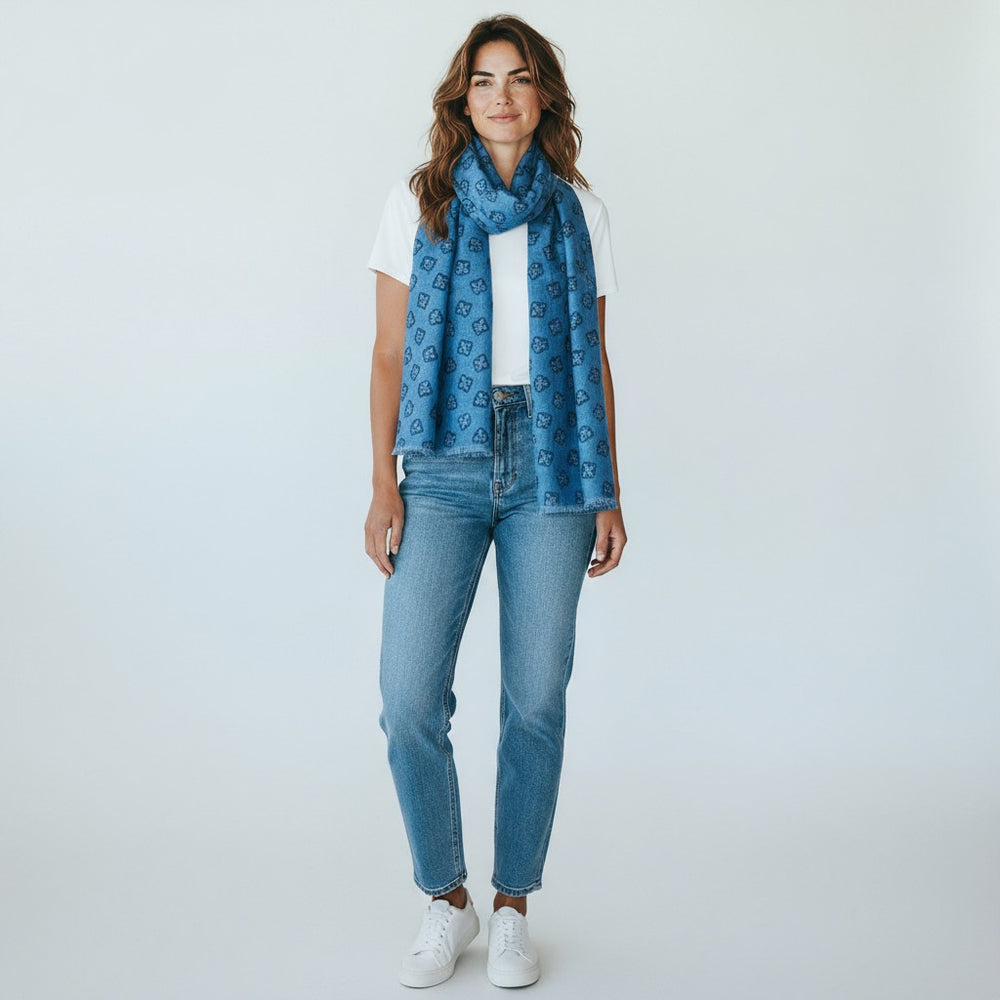 Sciarpa Unisex in 100% Lana | Modello Cortina Azzurro - 2025361
