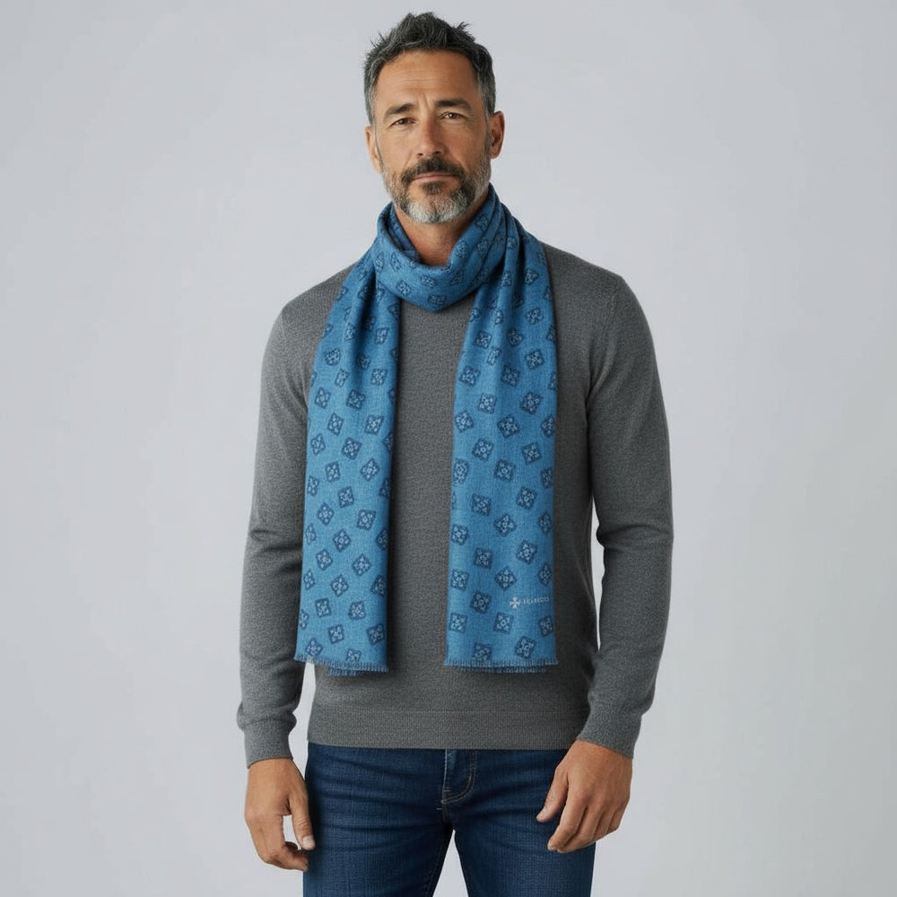 Sciarpa Unisex in 100% Lana | Modello Cortina Azzurro - 2025361