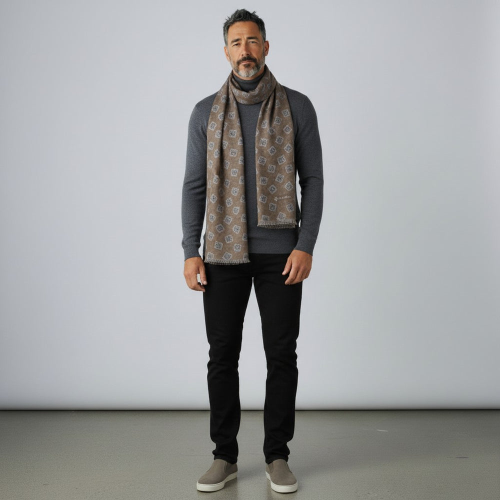 Sciarpa Unisex in 100% Lana | Modello Cortina Marrone - 2025361