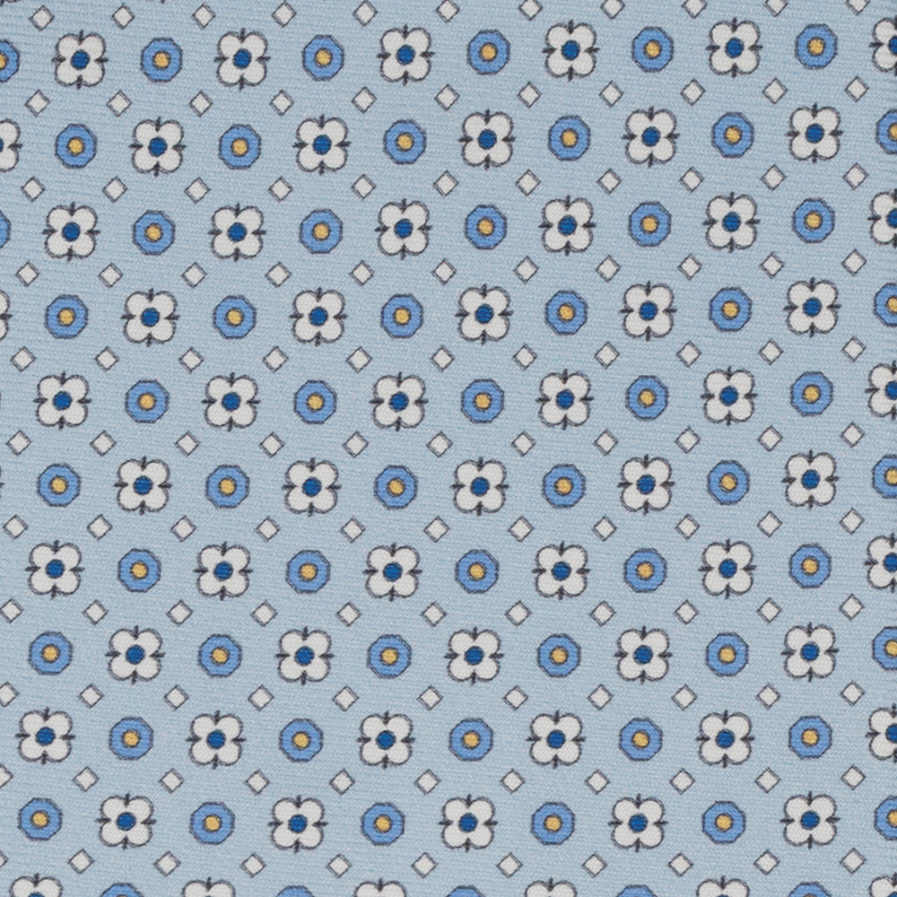 Cravatta Collezione 1999 in Seta Twill Fantasia Floreale, Celeste Piscina JD023