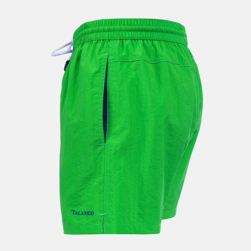 Costume Mare Talarico Tinta Unita Con Tasca Bicolore Verde / Blu