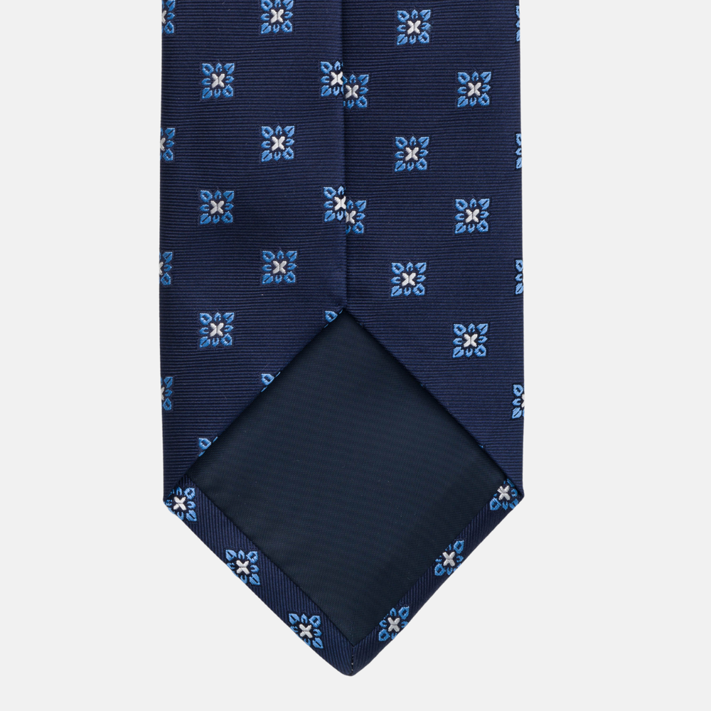 Cravatta Collezione 1999 in Seta Pesante Blu Celeste Fantasia Fiori JD06