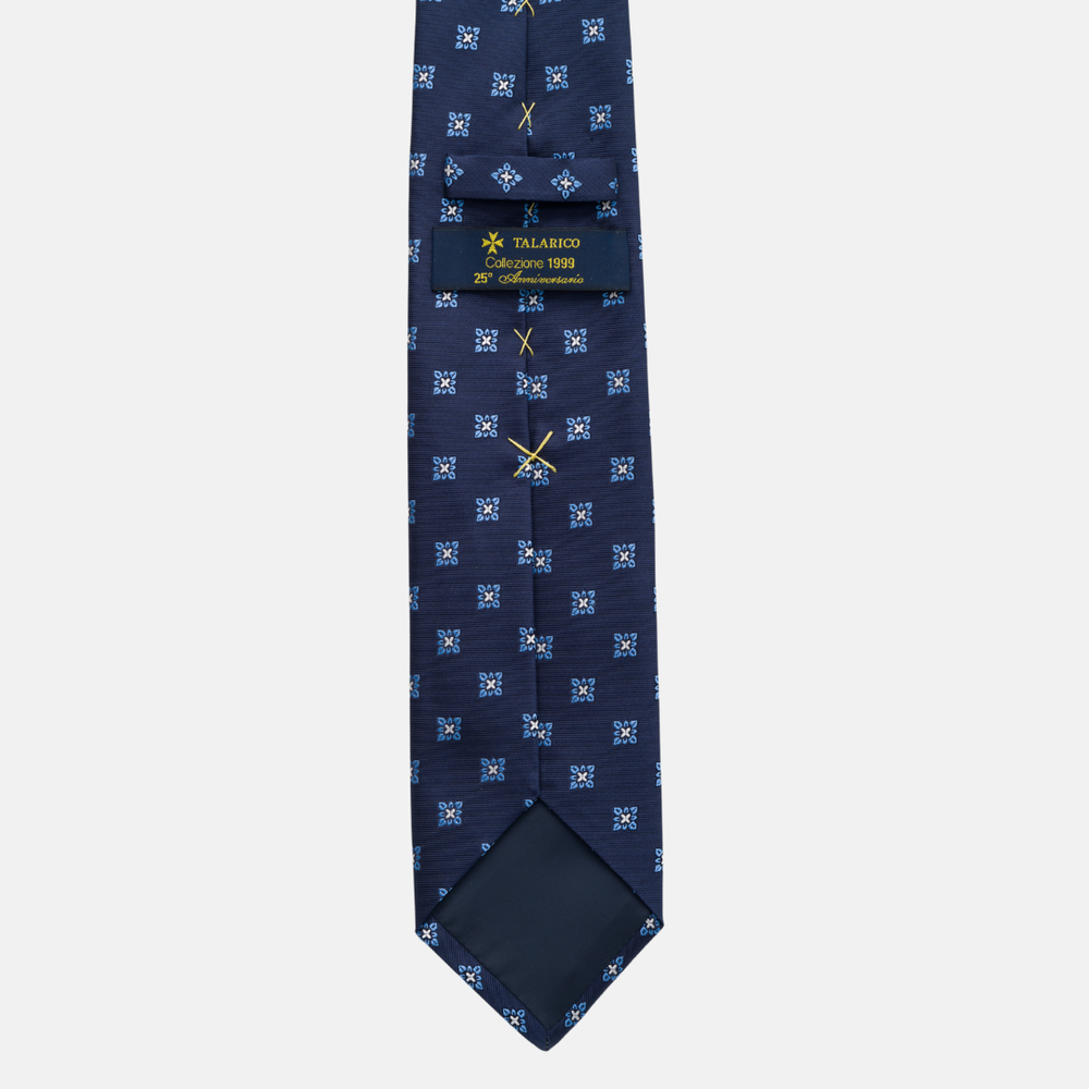 Cravatta Collezione 1999 in Seta Pesante Blu Celeste Fantasia Fiori JD06