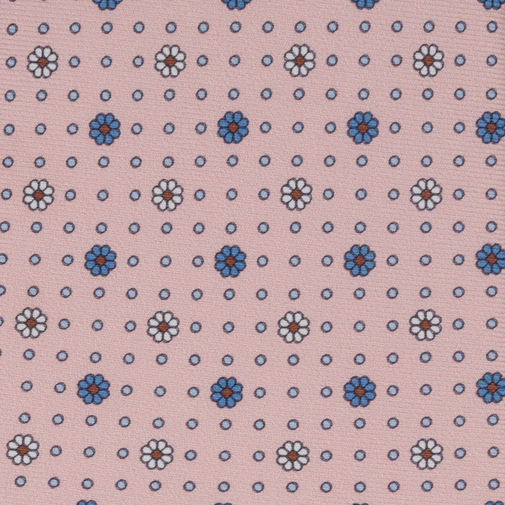 Cravatta Collezione 1999 in Seta Twill Fantasia Floreale, Rosa Azzurro JD022