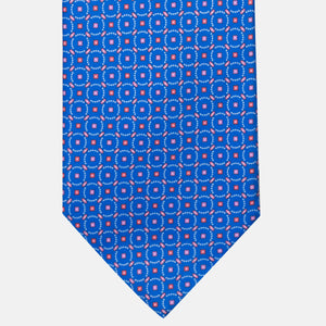 3-Fold Satin Silk Tie with Geometric Pattern, Light Blue - JA241002-2